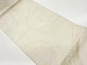 曲線に花々模様織出し名古屋帯